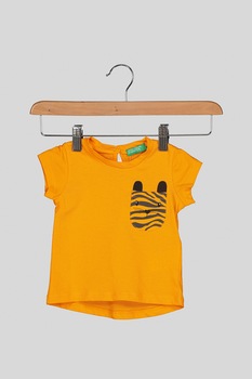 United Colors of Benetton, Tricou cu buzunar aplicat, Oranj/Negru United Colors of Benetton, Tricou cu buzunar aplicat, Oranj/Negru