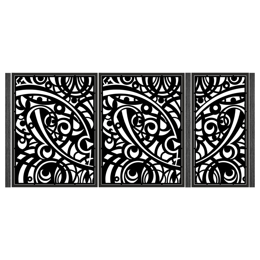 Ansamblu poarta pietonala si auto din tabla debitata model DISEGNO, 4000x2000 mm, Ferrobrand