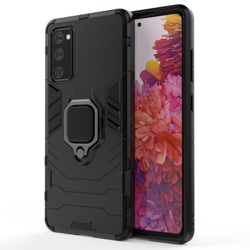 Husa pentru Samsung Galaxy S20 Ring armor kickstand tugh rugged cover black Husa pentru Samsung Galaxy S20 Ring armor kickstand tugh rugged cover black