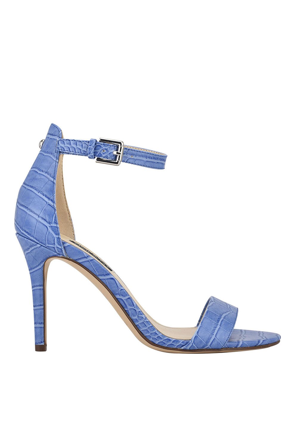 NINE WEST, Sandale cu model reptila Mana, Albastru lavanda, 9