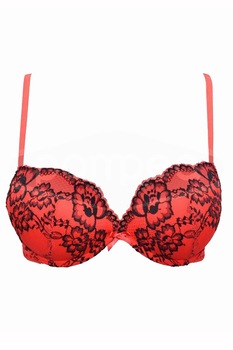 Sutien SIeLEI 6668, Poliamida, poliester si elastan, Model floral, Rosu/Negru, 3-80B Sutien SIeLEI 6668, Poliamida, poliester si elastan, Model floral, Rosu/Negru, 3-80B