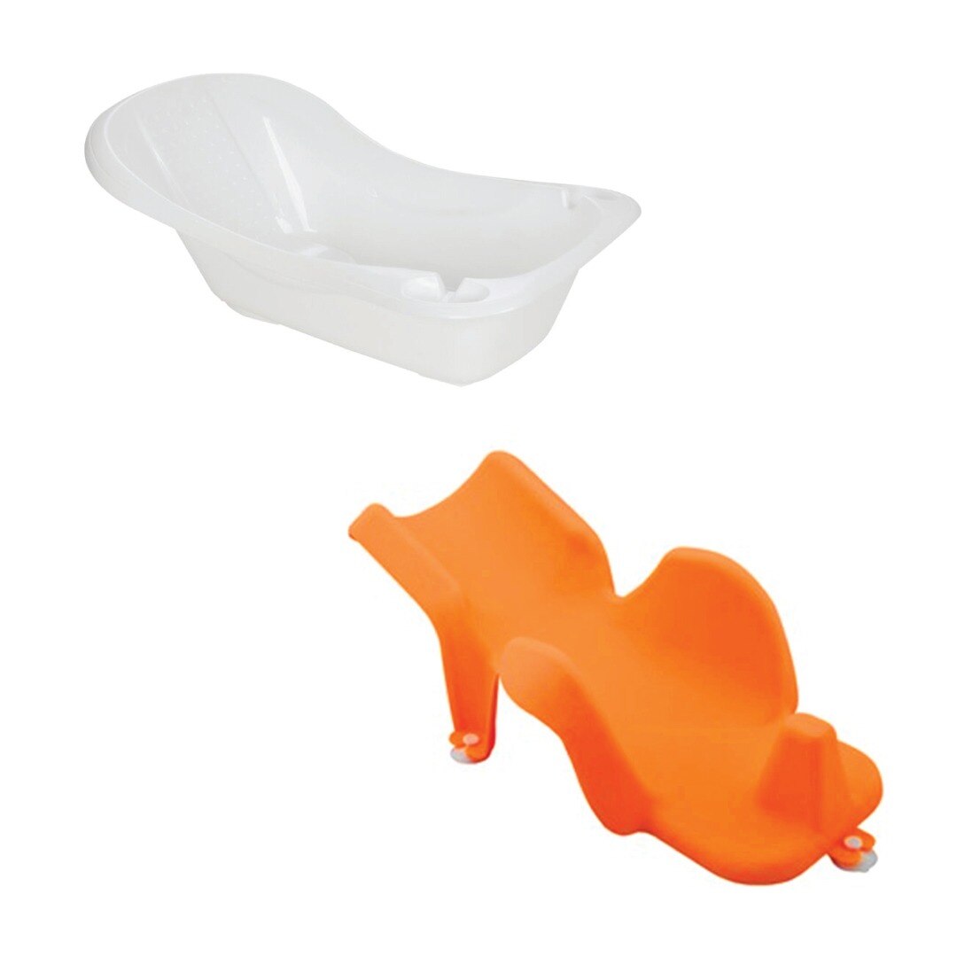 Set cadita alba +suport anatomic portocaliu , Pilsan