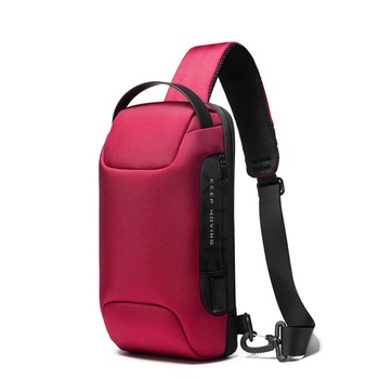 Rucsac antifurt smart GIFTX Ergo Rosu, cross-body, impermeabil, cu USB si cifru Rucsac antifurt smart GIFTX Ergo Rosu, cross-body, impermeabil, cu USB si cifru
