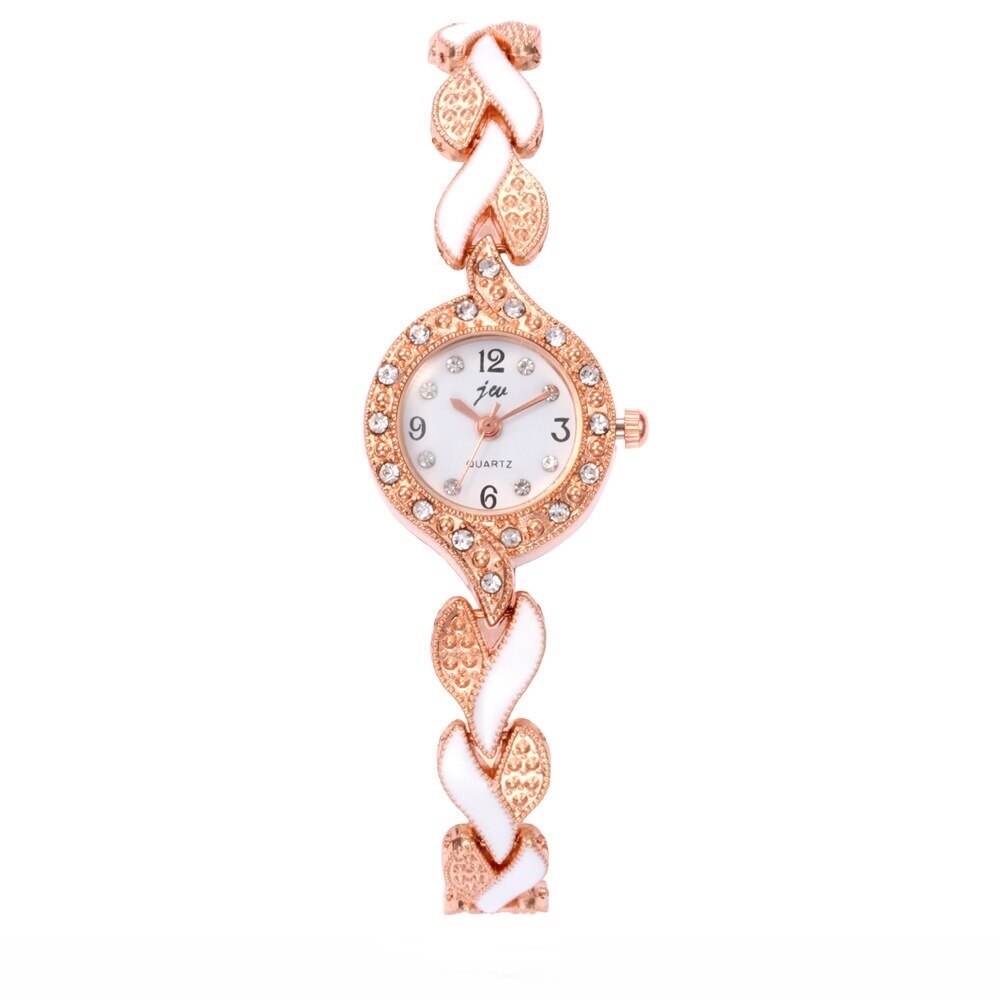 Ceas dama, stil fashion, cu cristale, Twisty Style, alb cu auriu