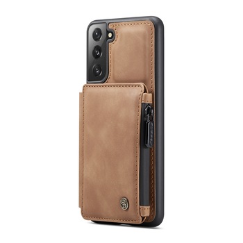 Husa pentru Samsung Galaxy S21, CaseMe, piele cu textura catifelata, back cover, slot carduri, buzunar cu fermoar, protectie RFID, Maro Husa pentru Samsung Galaxy S21, CaseMe, piele cu textura catifelata, back cover, slot carduri, buzunar cu fermoar, protectie RFID, Maro