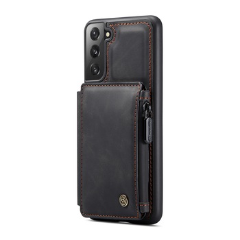 Husa pentru Samsung Galaxy S21 Plus, CaseMe, piele cu textura catifelata, back cover, slot carduri, buzunar cu fermoar, protectie RFID, Negru Husa pentru Samsung Galaxy S21 Plus, CaseMe, piele cu textura catifelata, back cover, slot carduri, buzunar cu fermoar, protectie RFID, Negru