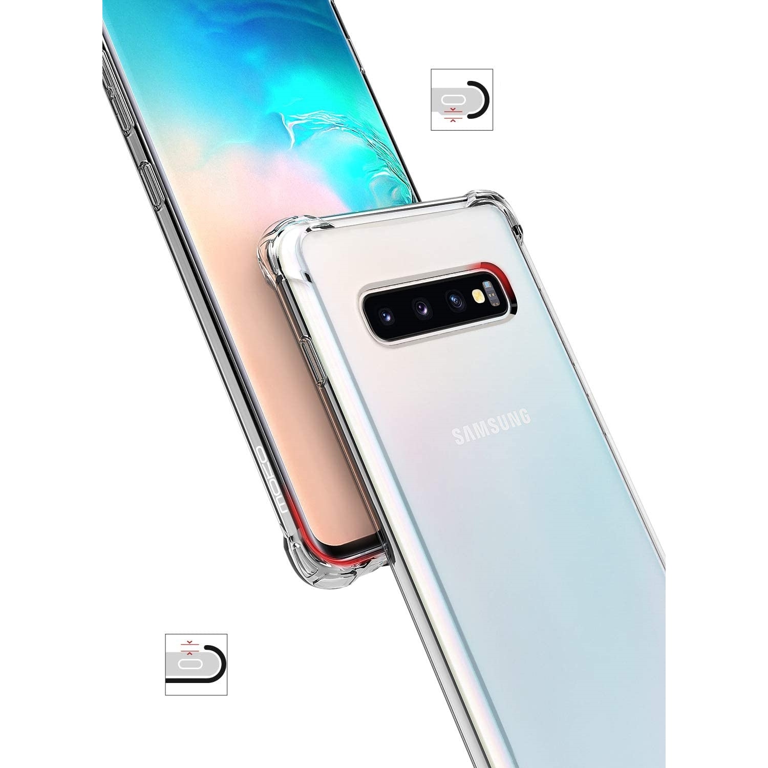 Husa slim transparenta compatibila cu Samsung Galaxy S10 Plus, antisoc, colturi intarite, silicon antialunecare