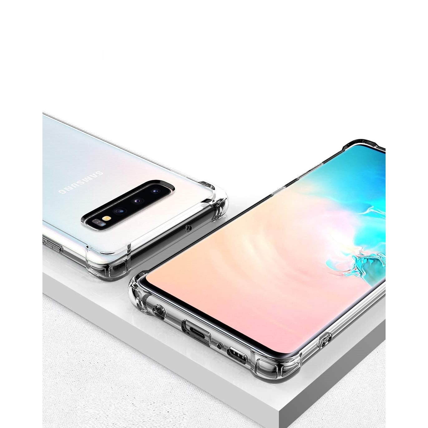 Husa slim transparenta compatibila cu Samsung Galaxy S10 Plus, antisoc, colturi intarite, silicon antialunecare
