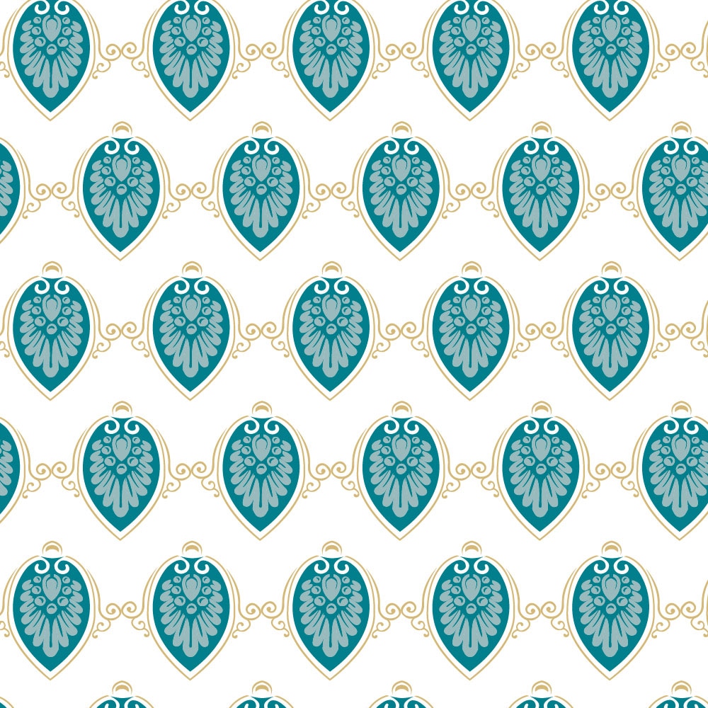 Tapet Premium Heartwork Baroc elemente elegante turcoaz, Ecologic, Non-Woven, Set 6 Role, 150 cm x 310 cm