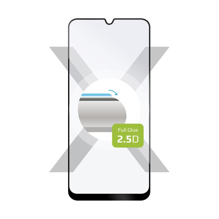 FIXED Samsung Galaxy A50 / A50s / A30s rögzített teljes borítású üvegfólia, Full Glue, fekete