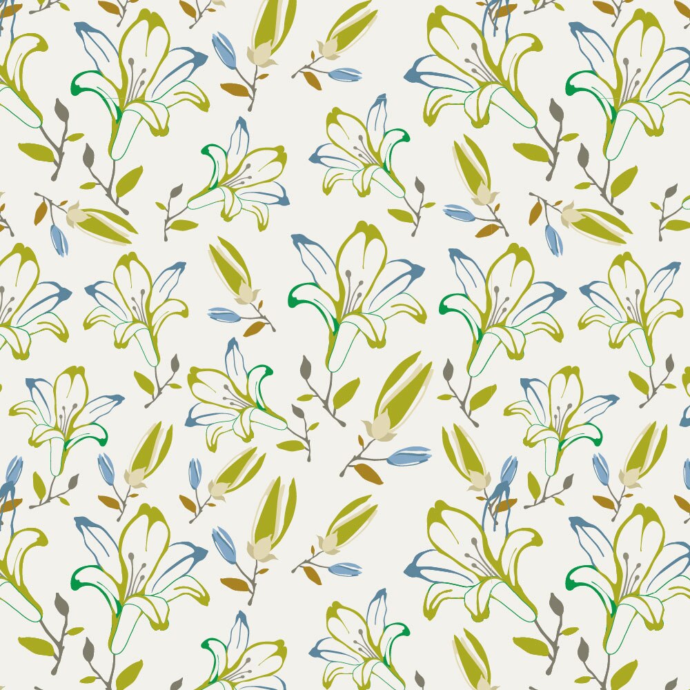 Autocolant Heartwork pentru mobilier, Flori de crin verde pal, autoadeziv, latime 100 cm x lungime 150 cm