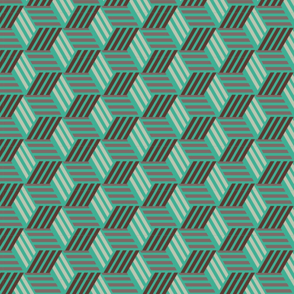 Autocolant Heartwork pentru mobilier, Cuburi linii paralele verde, autoadeziv, latime 100 cm x lungime 200 cm