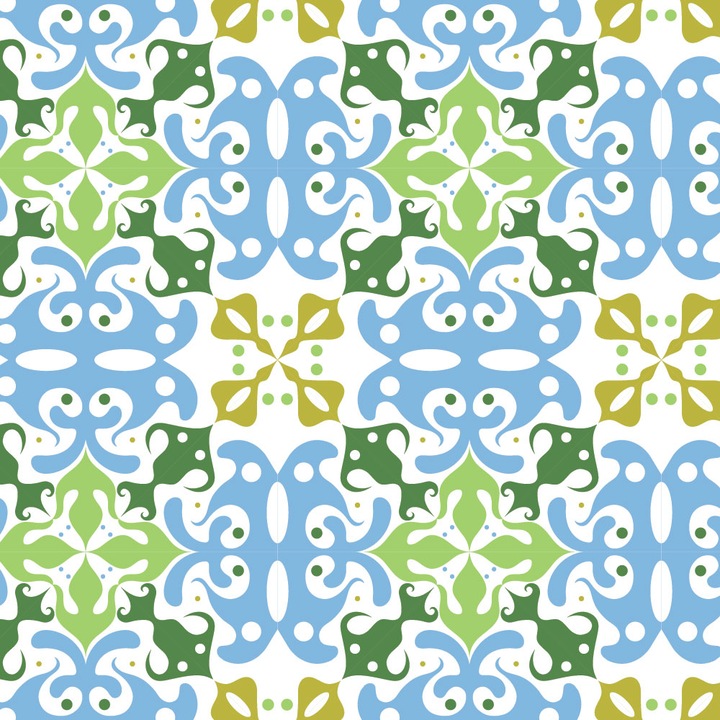 Autocolant Heartwork pentru mobilier, Motiv abstract verde si albastru, autoadeziv, latime 70 cm x lungime 70 cm