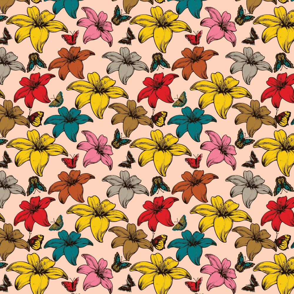 Tapet Premium Heartwork Flori luxuriante si fluturi, Ecologic, Non-Woven, Set 6 Role, 150 cm x 310 cm