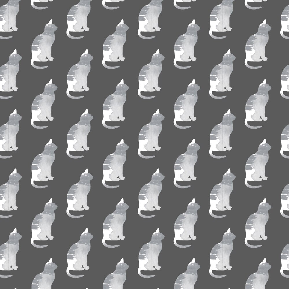 Autocolant Heartwork pentru mobilier, Pisici acuarela gri, autoadeziv, latime 50 cm x lungime 50 cm