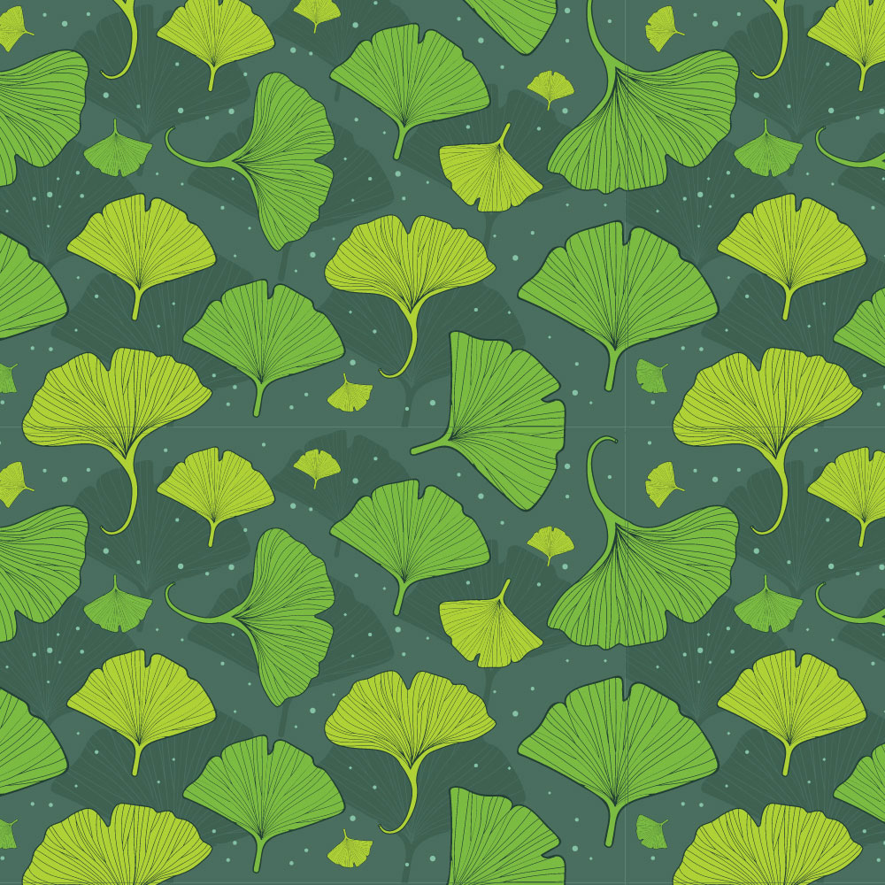 Autocolant Heartwork pentru mobilier, Frunze copac gingko verde inchis, autoadeziv, latime 100 cm x lungime 150 cm