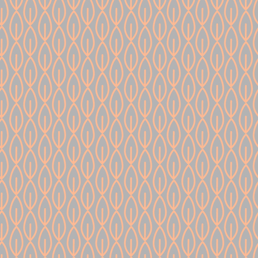 Tapet Premium Heartwork Frunzulite stilizate gri si portocaliu, Ecologic, Non-Woven, Set 6 Role, 150 cm x 310 cm