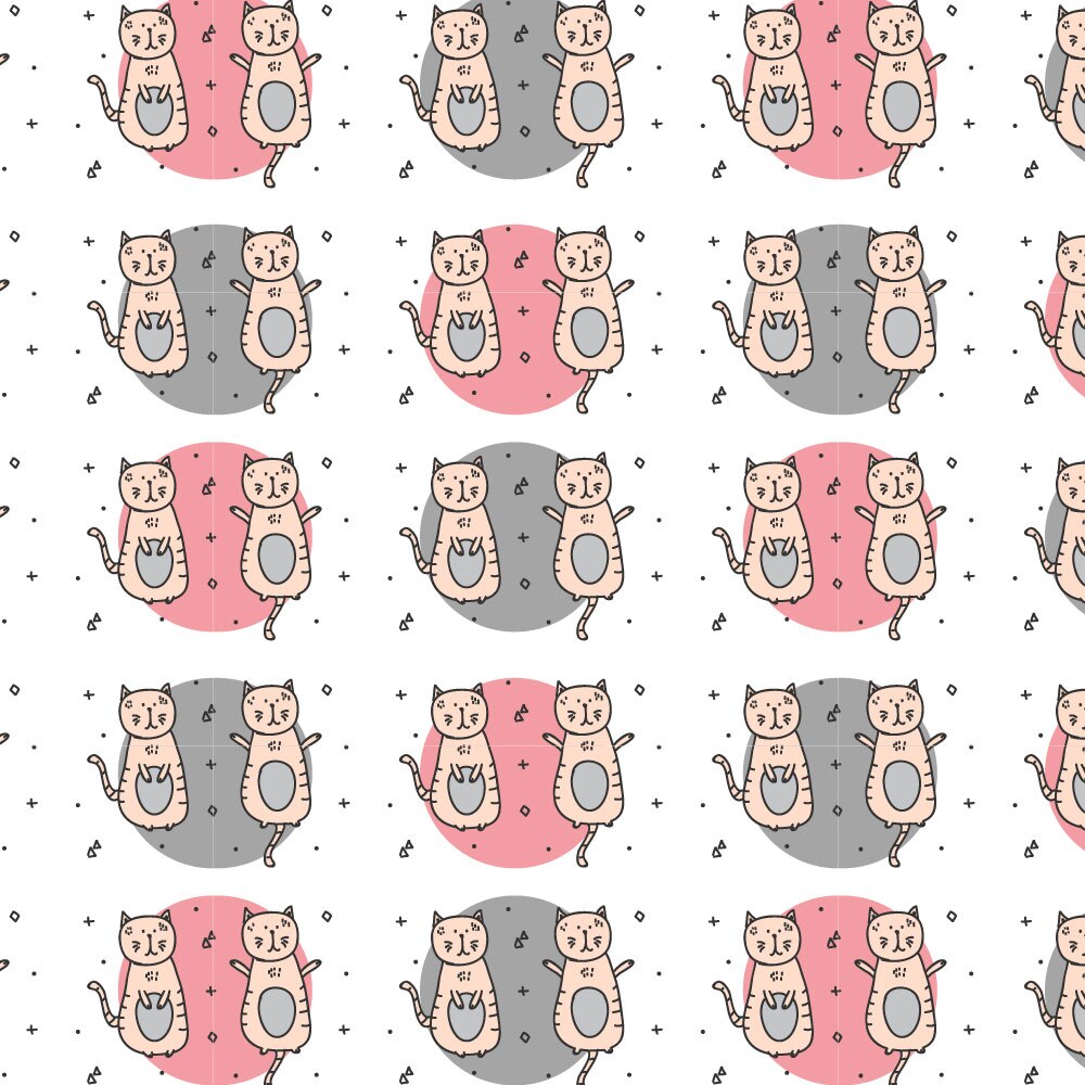 Autocolant Heartwork pentru mobilier, Perechi de pisicute, autoadeziv, latime 50 cm x lungime 50 cm