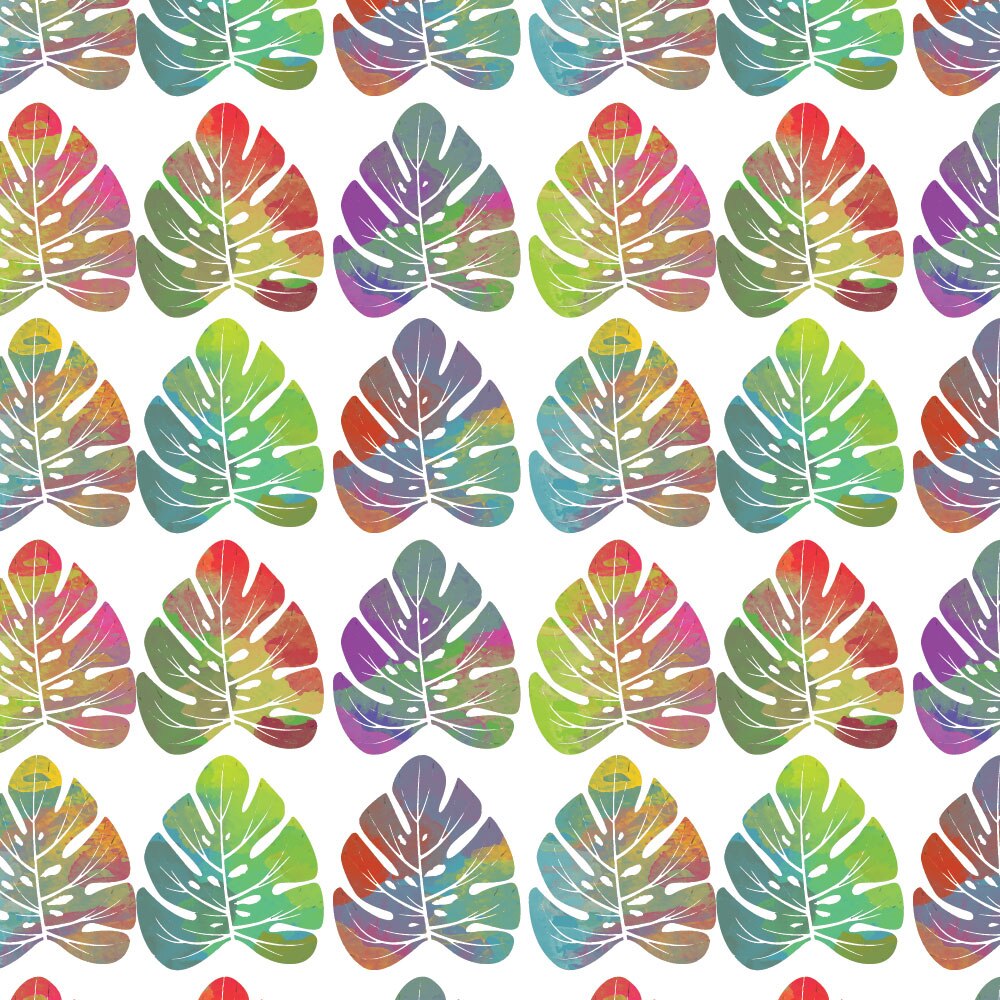 Autocolant Heartwork pentru mobilier, Frunze tropicale multicolore, autoadeziv, latime 100 cm x lungime 200 cm