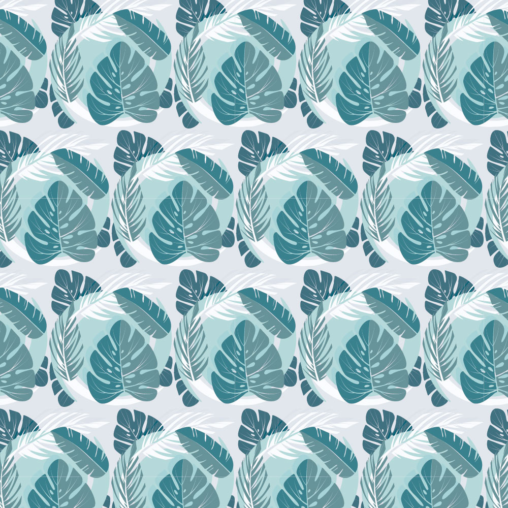 Autocolant Heartwork pentru mobilier, Frunze tropicale verde albastru, autoadeziv, latime 100 cm x lungime 200 cm