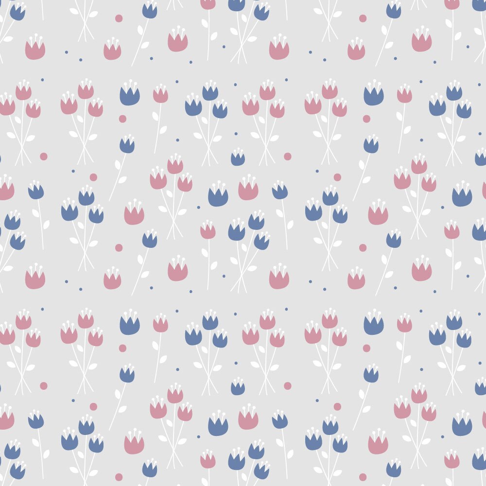 Autocolant Heartwork pentru mobilier, Lalele stilizate in buchet alb, autoadeziv, latime 100 cm x lungime 200 cm