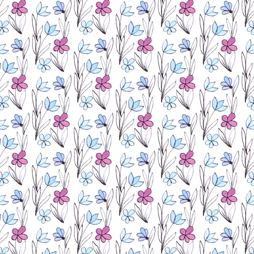 Autocolant Heartwork pentru mobilier, Flori schitate albastru si roz, autoadeziv, latime 100 cm x lungime 200 cm