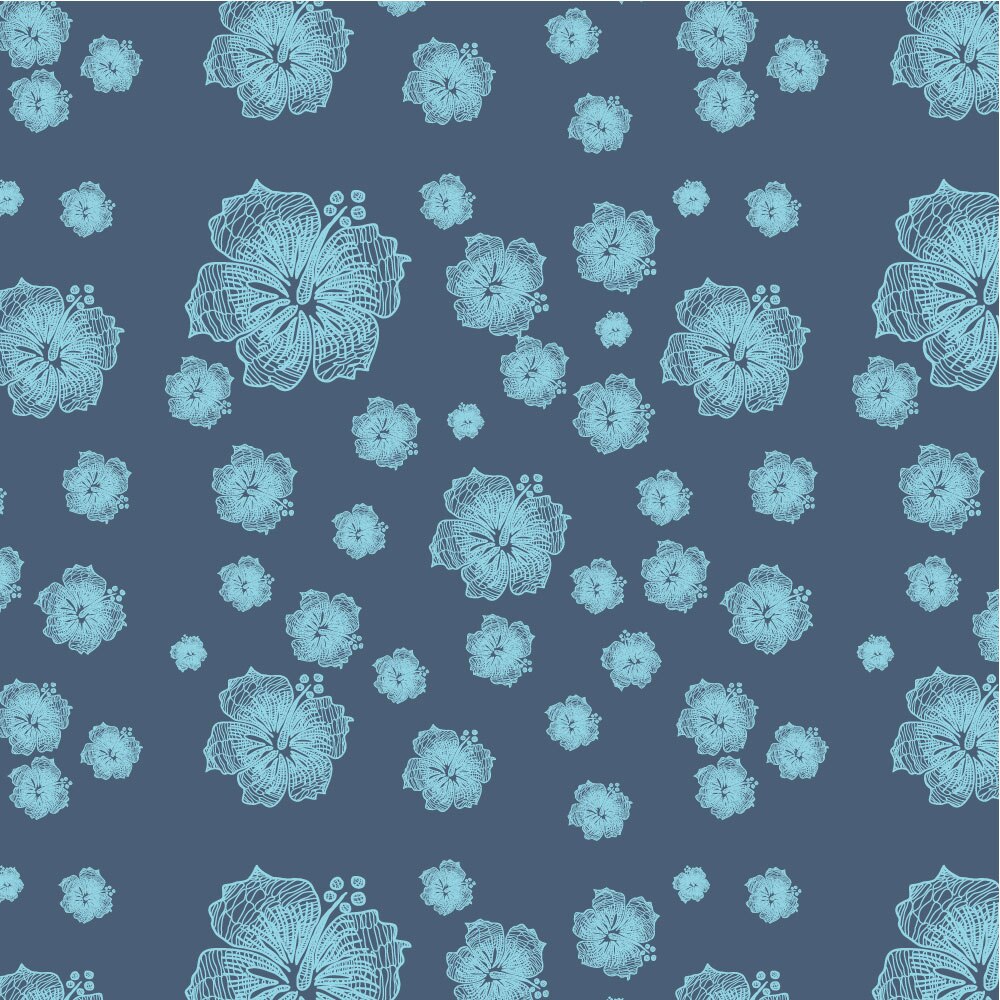 Autocolant Heartwork pentru mobilier, Flori tropicale contur albastru luminos, autoadeziv, latime 100 cm x lungime 200 cm