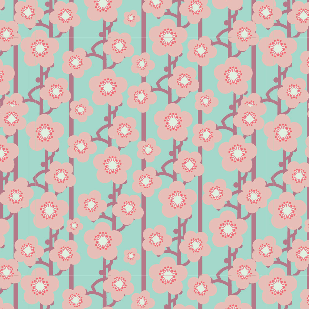 Tapet Premium Heartwork Flori motiv japonez, Ecologic, Non-Woven, Set 6 Role, 150 cm x 310 cm