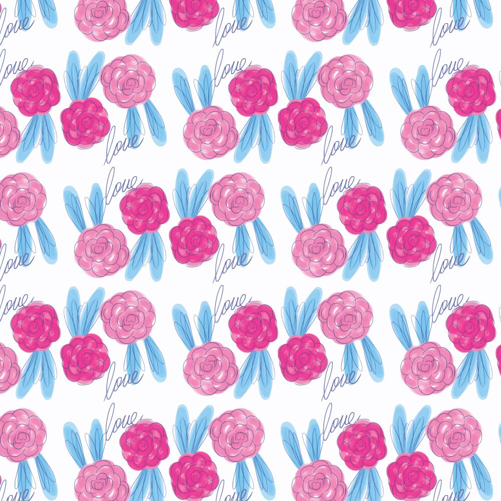 Tapet Premium Heartwork Trandafiri schita 'Love', Ecologic, Non-Woven, Set 6 Role, 150 cm x 310 cm