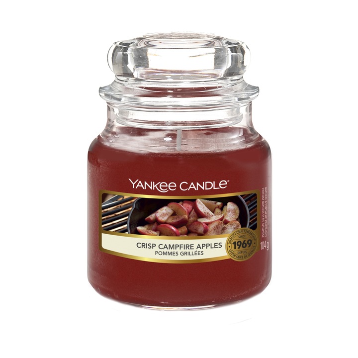 Ароматизирана свещ Yankee Candle Crisp Campfire Apples, Малък буркан, 104г