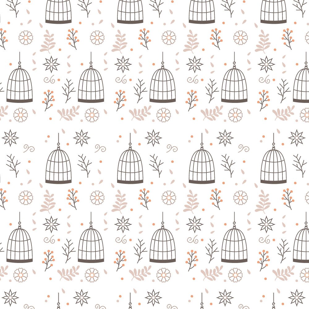 Autocolant Heartwork pentru mobilier, Cusca de pasari motive naturale alb, autoadeziv, latime 100 cm x lungime 150 cm