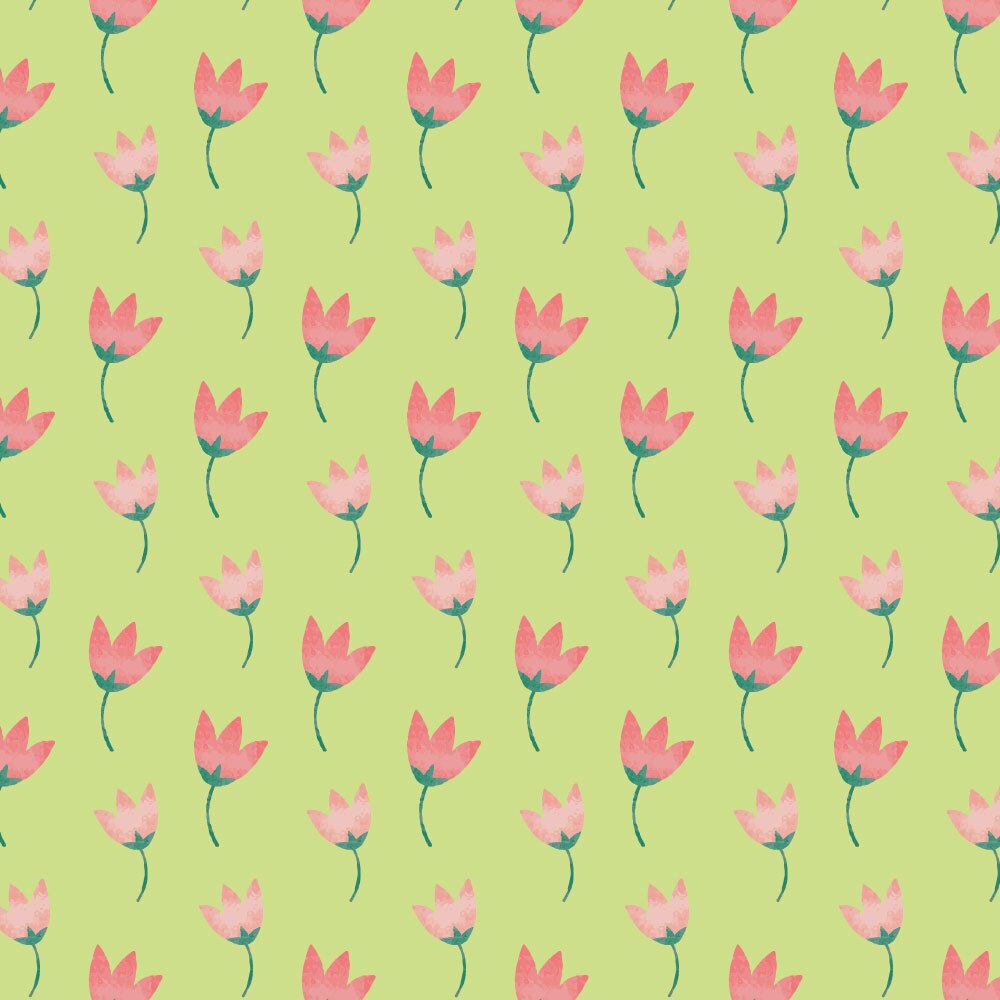 Tapet Premium Heartwork Lalele model verde, Ecologic, Non-Woven, Set 6 Role, 150 cm x 310 cm