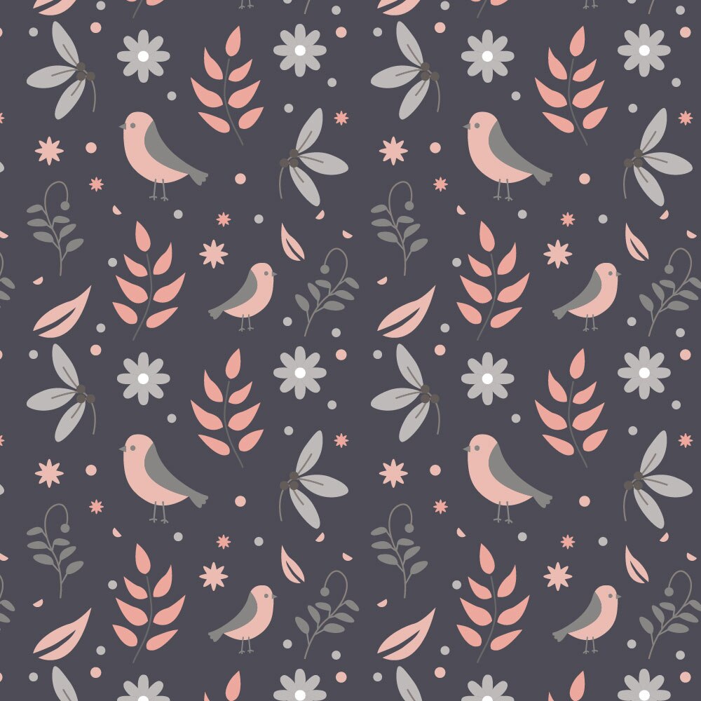 Autocolant Heartwork pentru mobilier, Pasari motive naturale mov gri, autoadeziv, latime 100 cm x lungime 200 cm