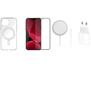 Kit incarcator Apple 20W, Husa compatibila cu Iphone 12/12Pro transparenta cu incarcare wireless, Cablu incarcare Wireles charge MagSafe compatibil cu iphone 12/12 Pro, Folie sticla securizata Iphone 12/12 Pro Kit incarcator Apple 20W, Husa compatibila cu Iphone 12/12Pro transparenta cu incarcare wireless, Cablu incarcare Wireles charge MagSafe compatibil cu iphone 12/12 Pro, Folie sticla securizata Iphone 12/12 Pro