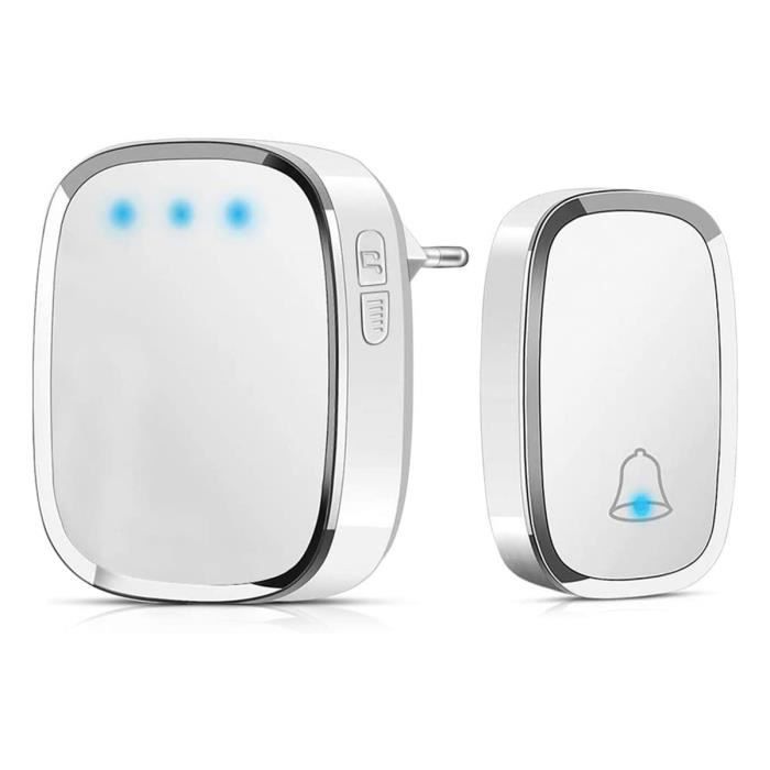 Kit sonerie fara fir, Impermeabil, Iluminare LED, 1 buton, 36 tonuri, Alb