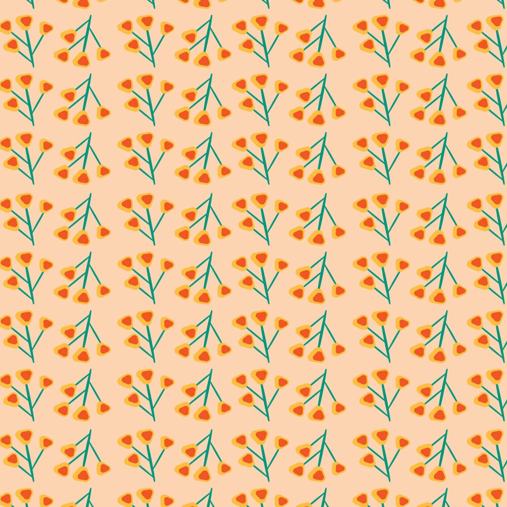 Tapet Premium Heartwork Floricele portocalii, Ecologic, Non-Woven, Set 6 Role, 150 cm x 310 cm