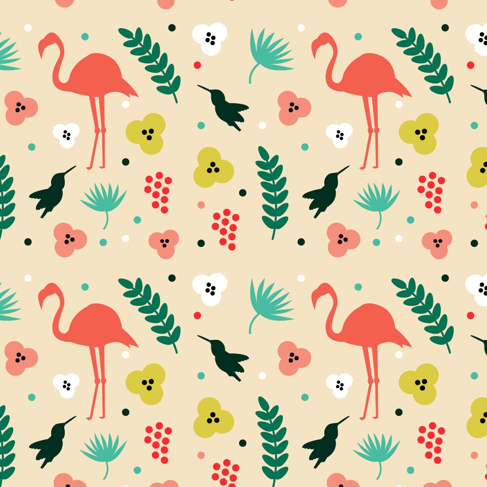 Autocolant Heartwork pentru mobilier, Elemente tropicale flamingo, autoadeziv, latime 100 cm x lungime 200 cm