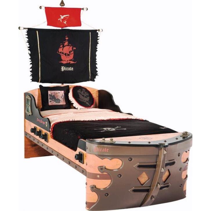 Pat corabie pirati, pentru camera copii Colectia Pirate 90x190 cm