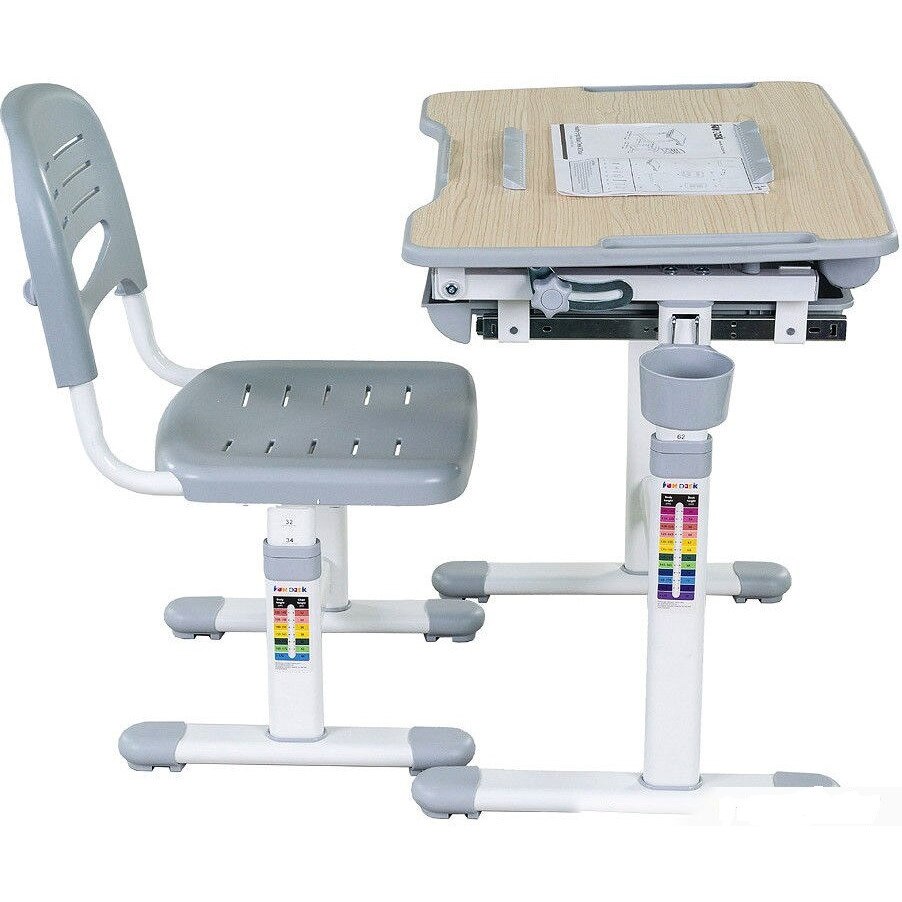 Set birou si scaun copii, reglabil pe inaltime, Bimbi gri Ambient L 66.4 X l 47.4 x H 76 cm