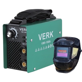 Invertor de sudura Verk VWI-100A cu masca de sudura heliomata, 100 A, AKT Invertor de sudura Verk VWI-100A cu masca de sudura heliomata, 100 A, AKT