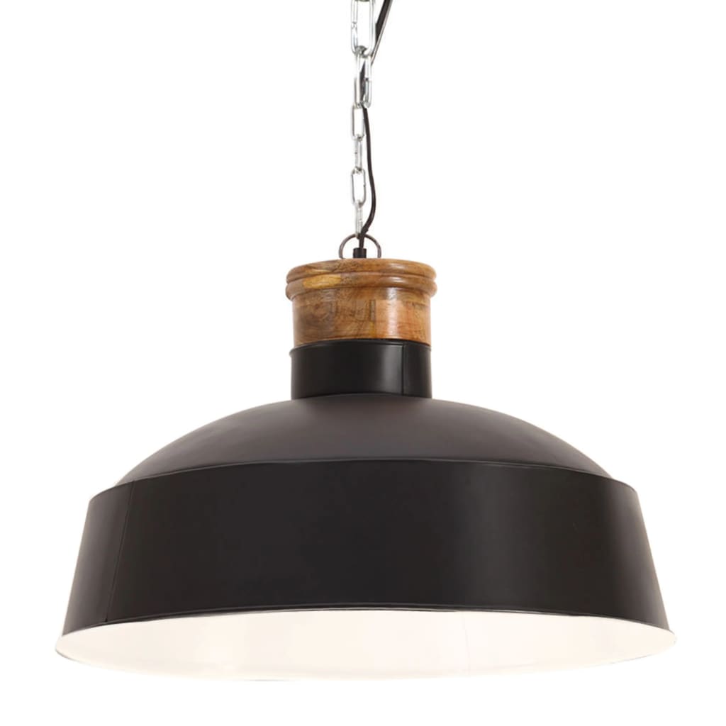 Lampa suspendata industriala, vidaXL, Fier, 58 x 142 cm, Negru
