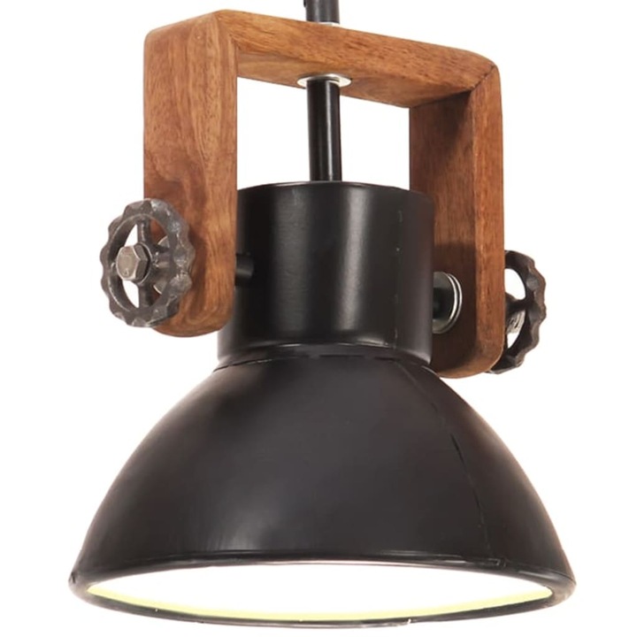 Lampa suspendata industriala, vidaXL, Fier, 19 x 24 cm, Negru