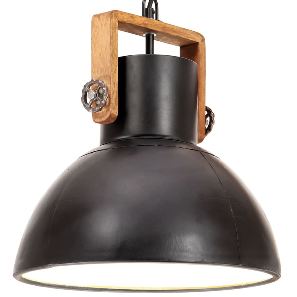 Lampa suspendata industriala, vidaXL, Fier, 30 x 37 cm, Negru