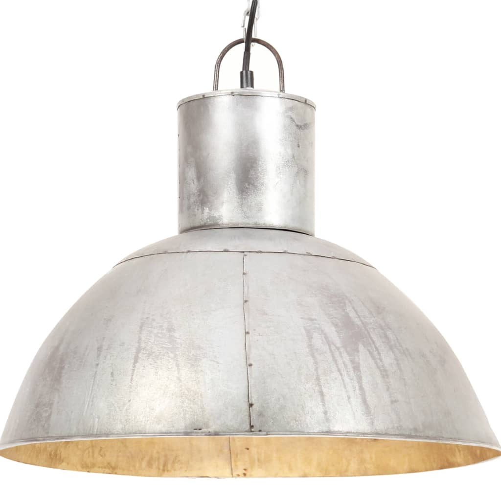 Lampa suspendata rotunda, vidaXL, Fier, 48 x 41 cm, Argintiu