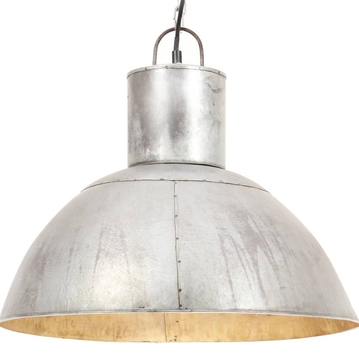 Lampa suspendata rotunda, vidaXL, Fier, 48 x 41 cm, Argintiu