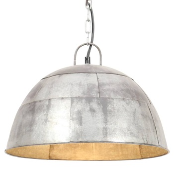 Lampa suspendata vintage rotunda, vidaXL, Fier, 41 x 26.5 cm, Argintiu Lampa suspendata vintage rotunda, vidaXL, Fier, 41 x 26.5 cm, Argintiu