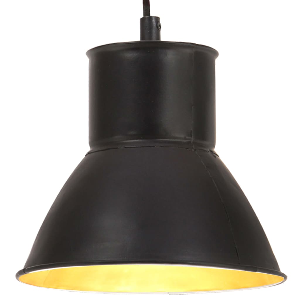 Lampa suspendata rotunda, vidaXL, Fier, 17 x 16 cm, Negru