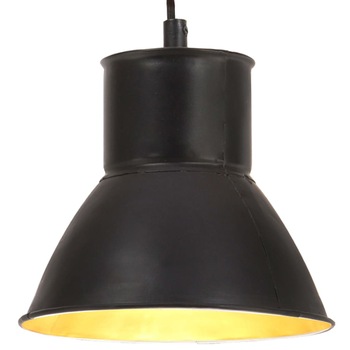 Lampa suspendata rotunda, vidaXL, Fier, 17 x 16 cm, Negru Lampa suspendata rotunda, vidaXL, Fier, 17 x 16 cm, Negru