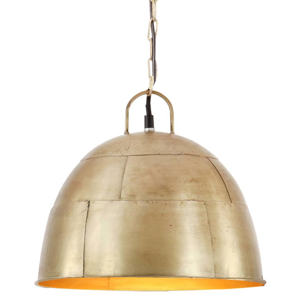 Lampa suspendata vintage rotunda, vidaXL, Fier, 31 x 26 cm, Auriu