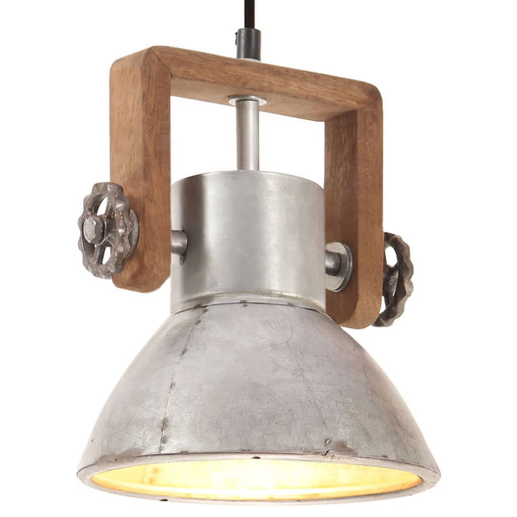 Lampa suspendata industriala, vidaXL, Fier, 19 x 24 cm, Argintiu